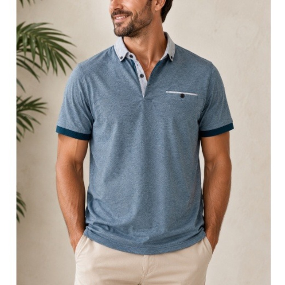 Ted Baker Men's Teal Blue Cotton Short Sleeve Leeds‎ Polo T-Shirt Size 5